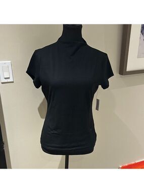 Banana Republic Black mock neck Short Sleeve Tee